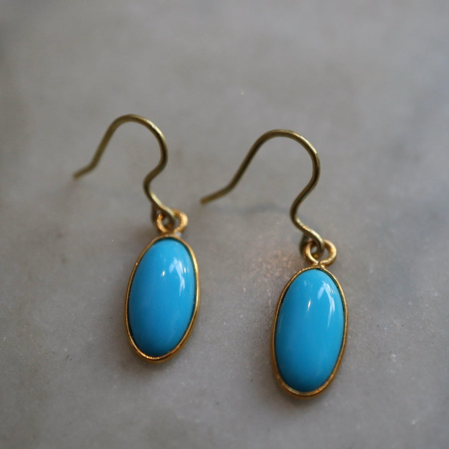 Elongate Oval Turquoise Earrings