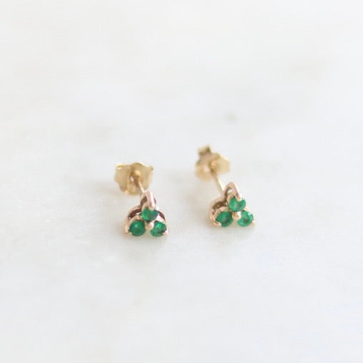 Three Emerald Stud Earrings