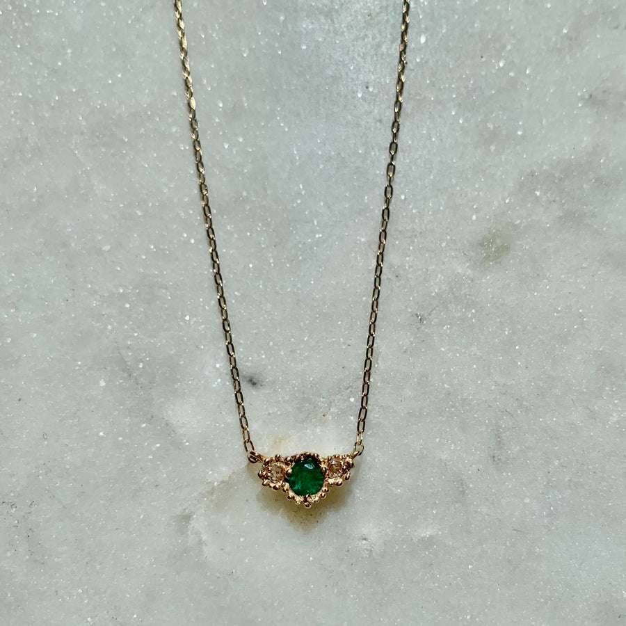 Emerald and Diamond Twinkle Necklace