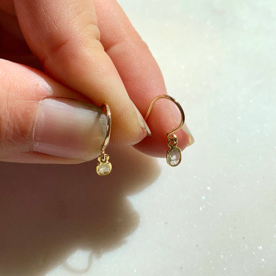 18K Gold Sliced Diamond Earrings