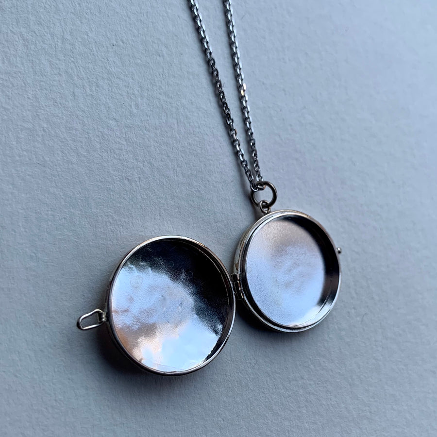 Hammered Silver Loket Necklace