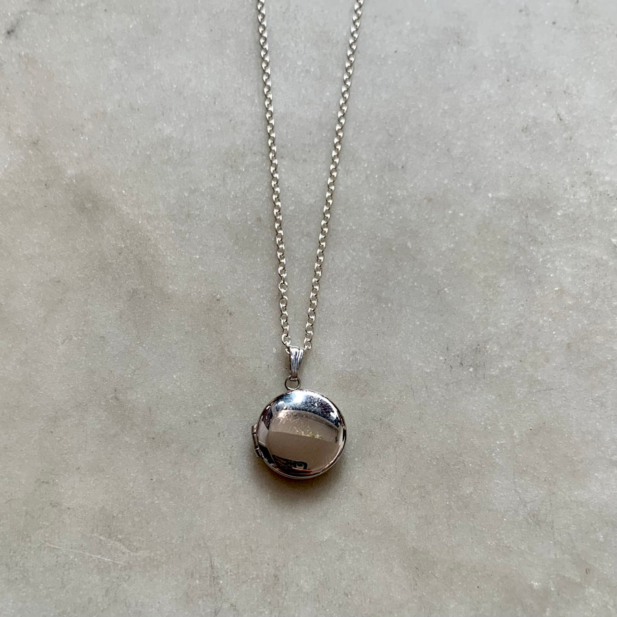 Silver Round Locket Necklace