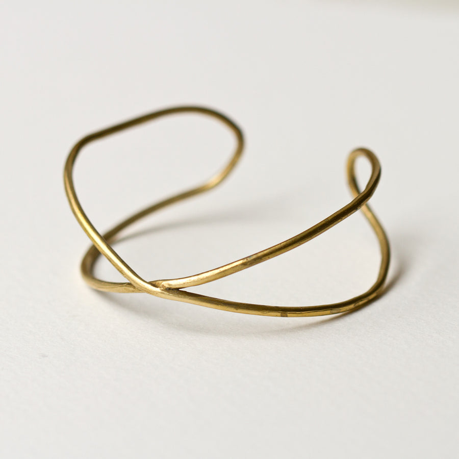 Brass Crossing Cuff Bracelet