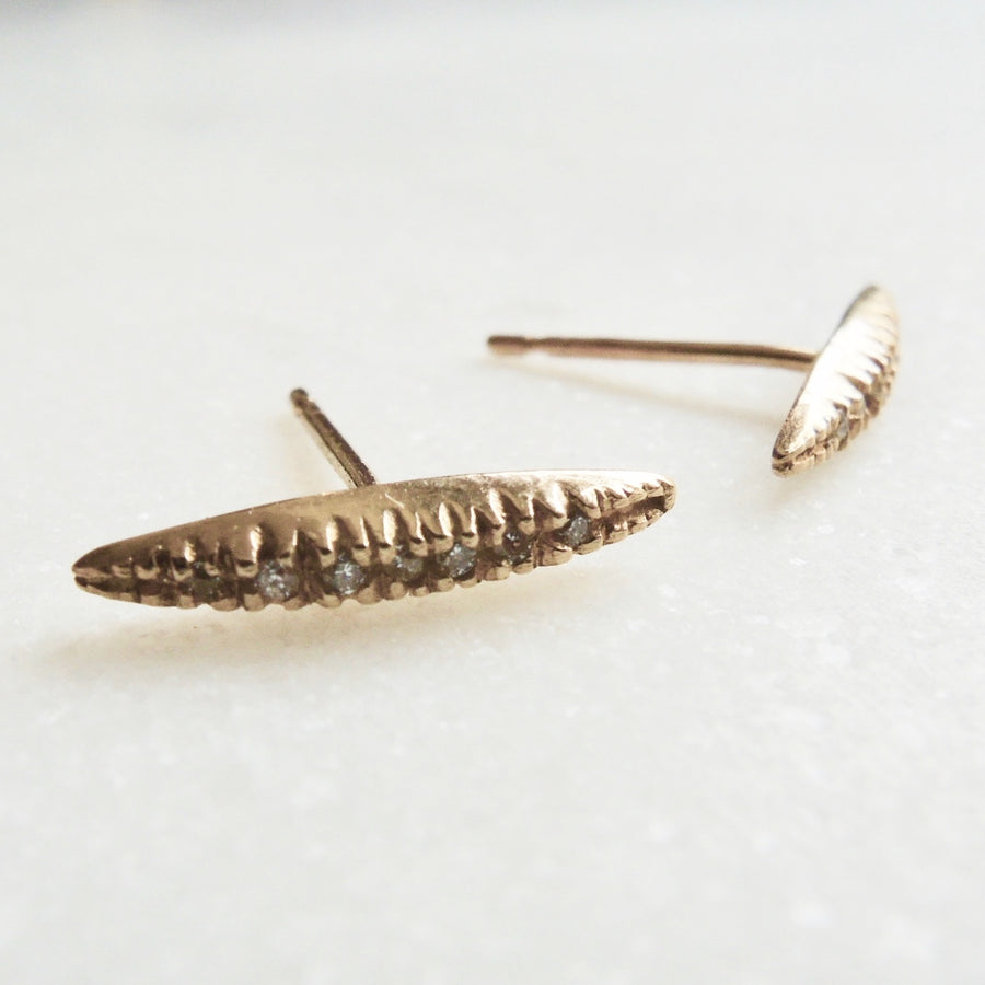 Textured Diamond Tapered Bar Earrings