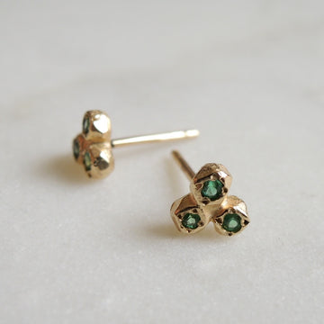Emerald Trio Stud Earrings