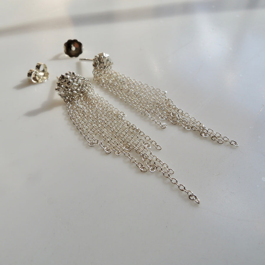 Waterfall Chain Earrings Silver