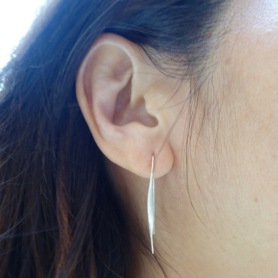 Silver Curved Bar Hook Earrings