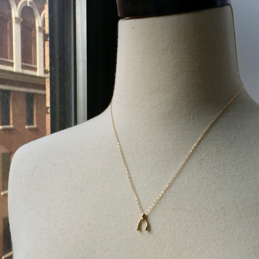 Gold Wishbone Necklace
