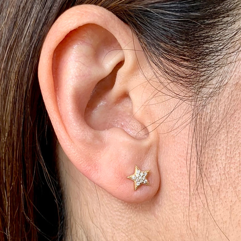 Pave Diamond Star Earrings