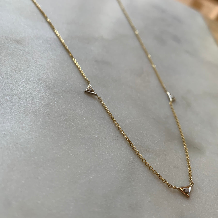 Three Triangle Trim with Diamond Necklace