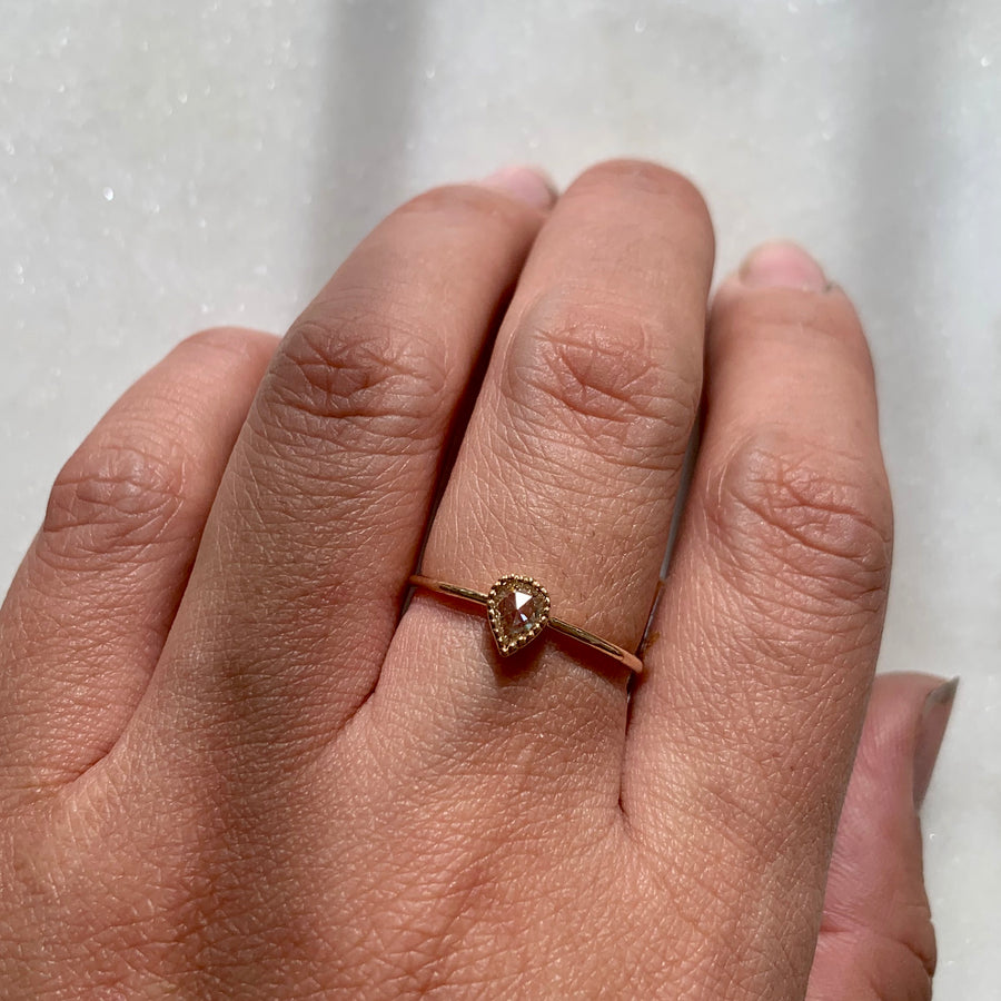 Granulated Set Diamond Ring
