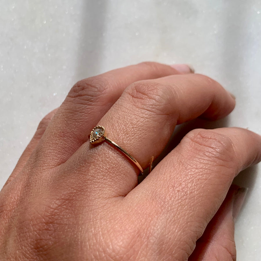 Granulated Set Diamond Ring