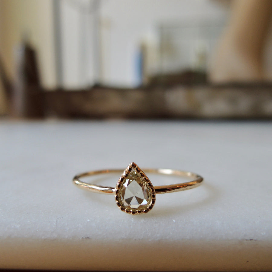 Granulated Set Diamond Ring