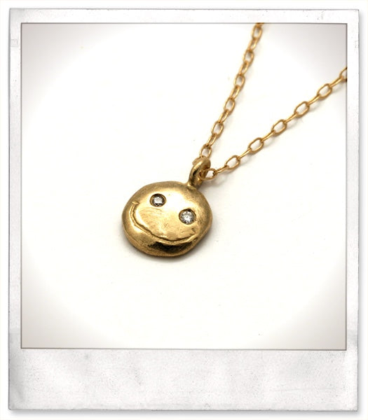 Happy Smiley Face Necklace / Gold