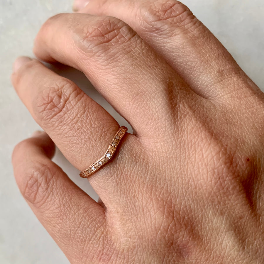 Gold Pavé Diamond Triangle V Band – Gillian Conroy Jewelry